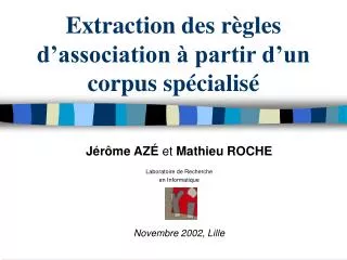 extraction des r gles d association partir d un corpus sp cialis
