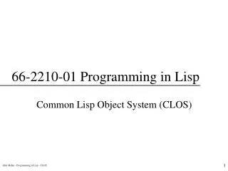 66-2210-01 Programming in Lisp