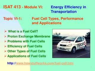 ISAT 413 - Module VI:	 Energy Efficiency in 						Transportation