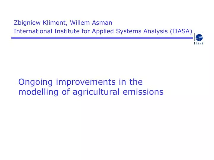 ongoing improvements in the modelling of agricultural emissions