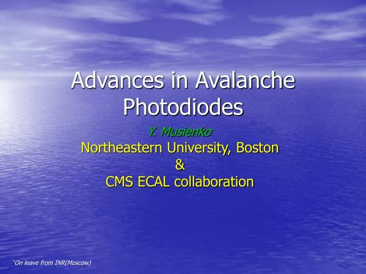 advances in avalanche photodiodes