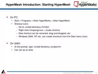 HyperMesh Introduction: Starting HyperMesh