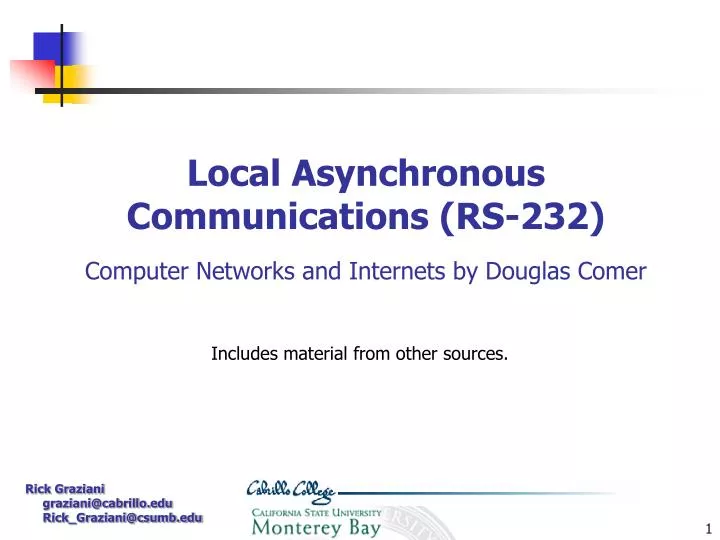 local asynchronous communications rs 232 computer networks and internets by douglas comer