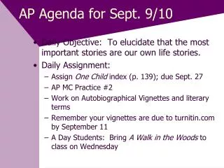 AP Agenda for Sept. 9/10