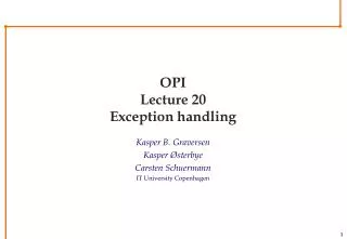 OPI Lecture 20 Exception handling