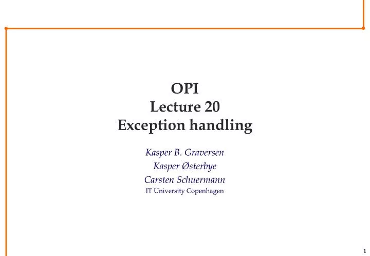 opi lecture 20 exception handling
