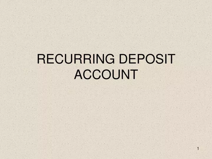 recurring deposit account