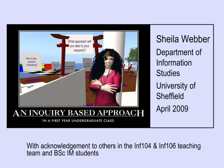 sheila webber department of information studies university of sheffield april 2009