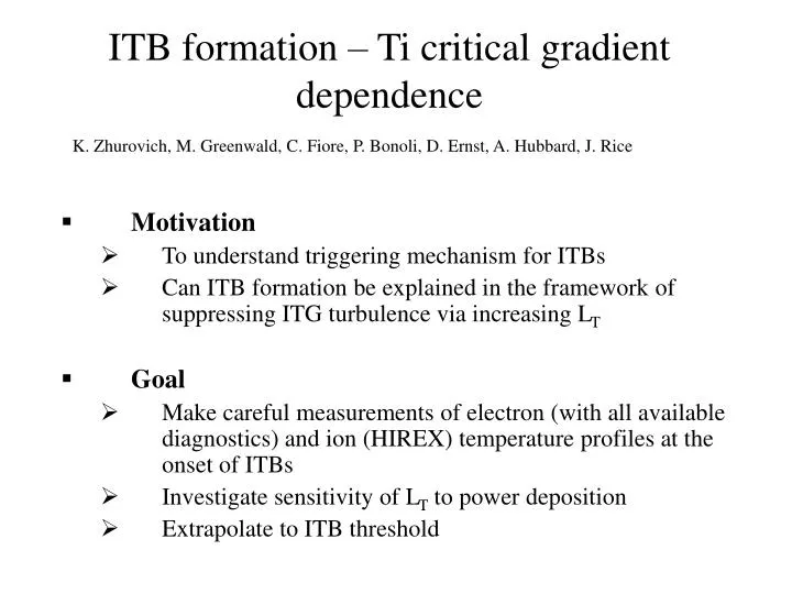 itb formation ti critical gradient dependence