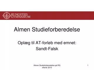 almen studieforberedelse