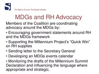 MDGs and RH Advocacy