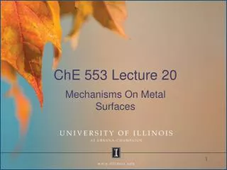 ChE 553 Lecture 20