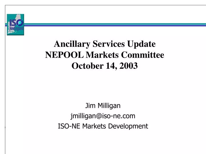 ancillary services update nepool markets committee october 14 2003