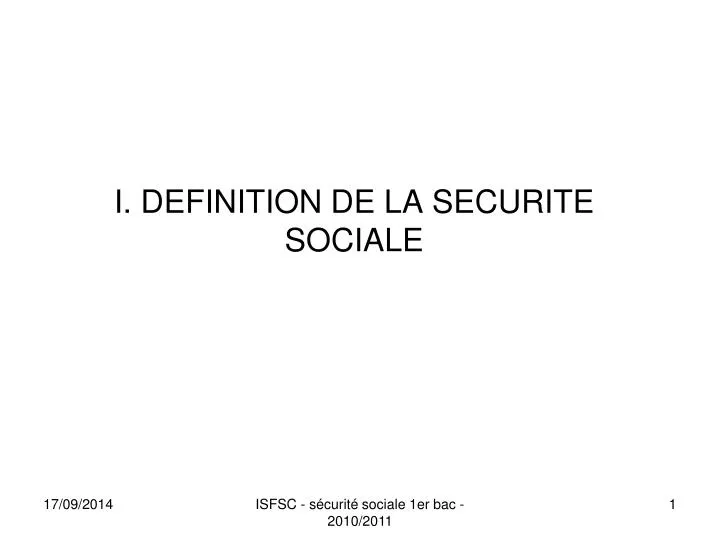 i definition de la securite sociale