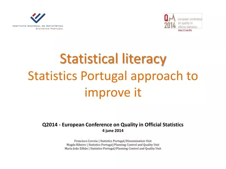 statistical literacy statistics portugal approach to improve it