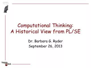 Computational Thinking: A Historical View from PL/SE