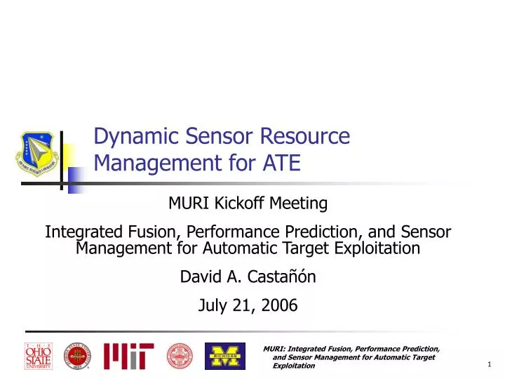 dynamic sensor resource management for ate