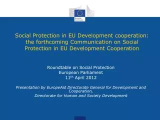 Roundtable on Social Protection European Parliament 11 th April 2012