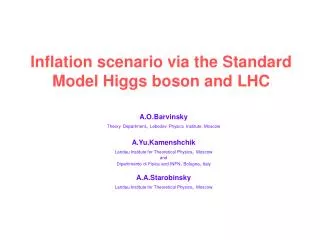 Inflation scenario via the Standard Model Higgs boson and LHC