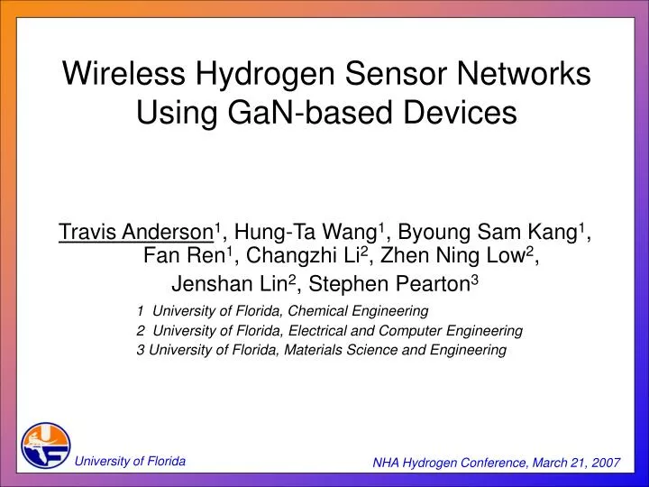 wireless hydrogen sensor networks using gan based devices