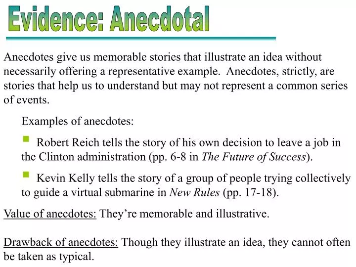 PPT - Evidence: Anecdotal PowerPoint Presentation, free download - ID ...