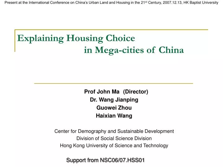 explaining housing choice in mega cities of china