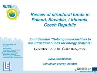Review of structural funds in Poland, Slovakia, Lithuania, Czech Republic