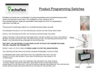 Product Programming Switches