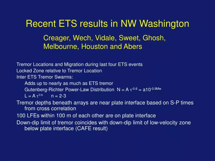 recent ets results in nw washington