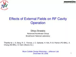 Effects of External Fields on RF Cavity Operation