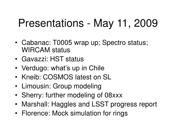 presentations may 11 2009