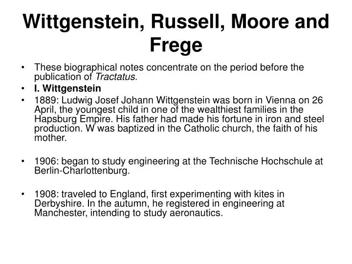 wittgenstein russell moore and frege