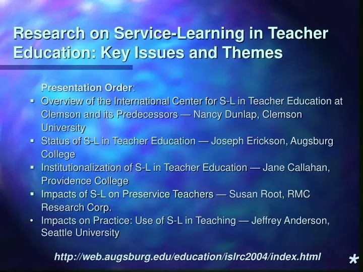 research on service learning in teacher education key issues and themes