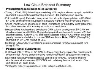 low cloud breakout summary