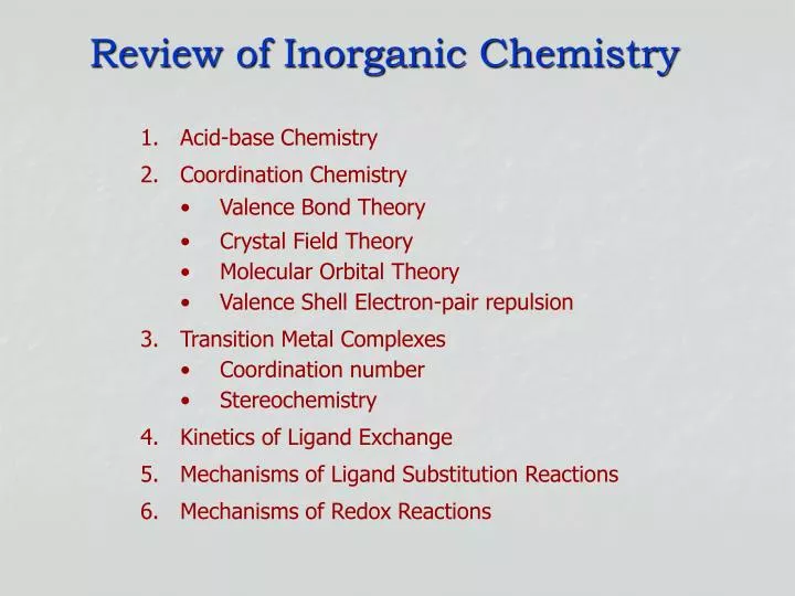 review of inorganic chemistry