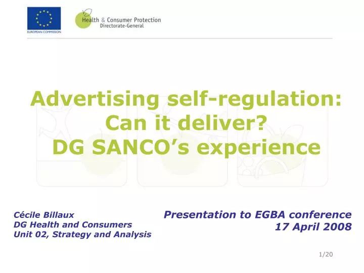 advertising self regulation can it deliver dg sanco s experience