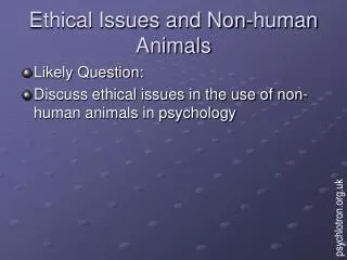 Ethical Issues and Non-human Animals