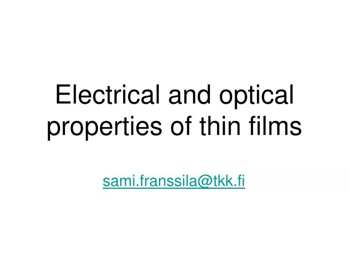 electrical and optical properties of thin films