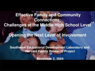 Effective Family and Community Connections: Challenges at the Middle/High School Level