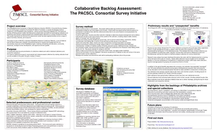 collaborative backlog assessment the pacscl consortial survey initiative