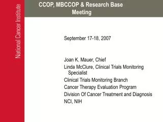 CCOP, MBCCOP &amp; Research Base Meeting