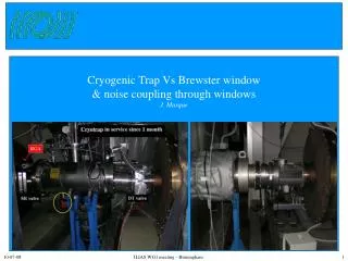 Cryogenic Trap Vs Brewster window &amp; noise coupling through windows J. Marque