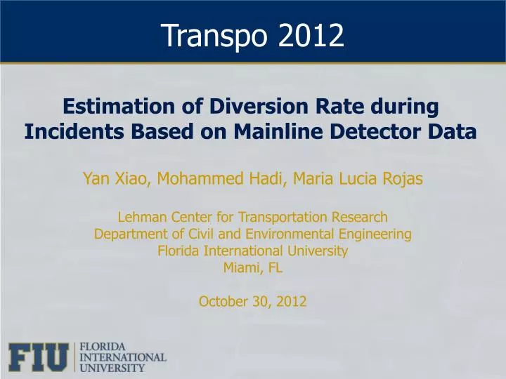 estimation of diversion rate during incidents based on mainline detector data