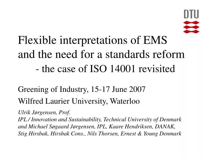 flexible interpretations of ems and the need for a standards reform the case of iso 14001 revisited