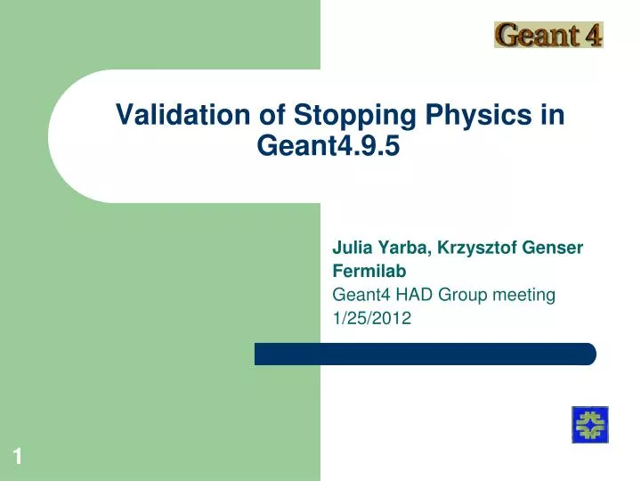 validation of stopping physics in geant4 9 5