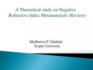 A Theoretical study on Negative Refractive Index Metamaterials (Review)