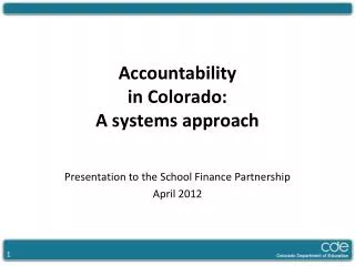 Accountability in Colorado: A systems approach