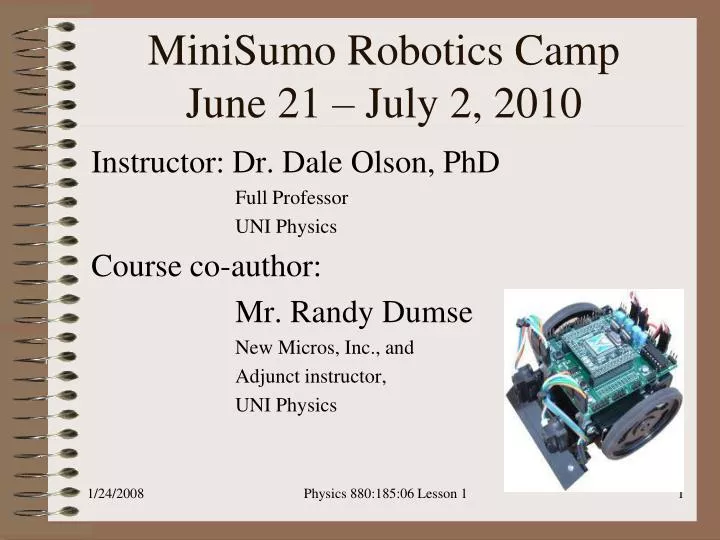 minisumo robotics camp june 21 july 2 2010