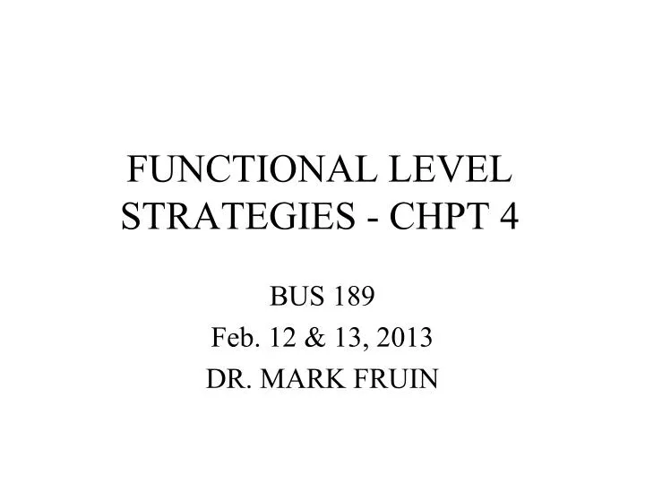 functional level strategies chpt 4