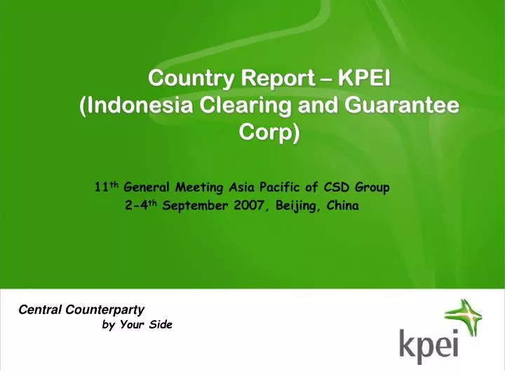 country report kpei indonesia clearing and guarantee corp
